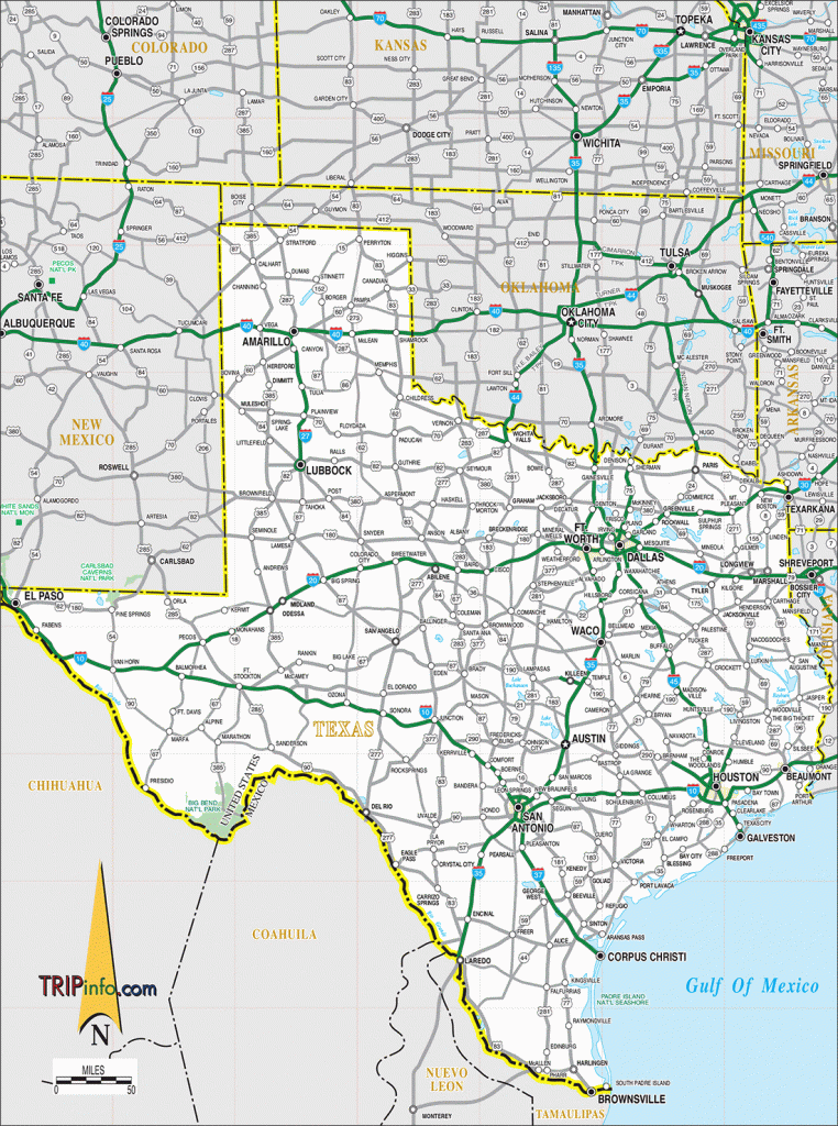 Texas Road Map With Cities And Towns Printable Maps