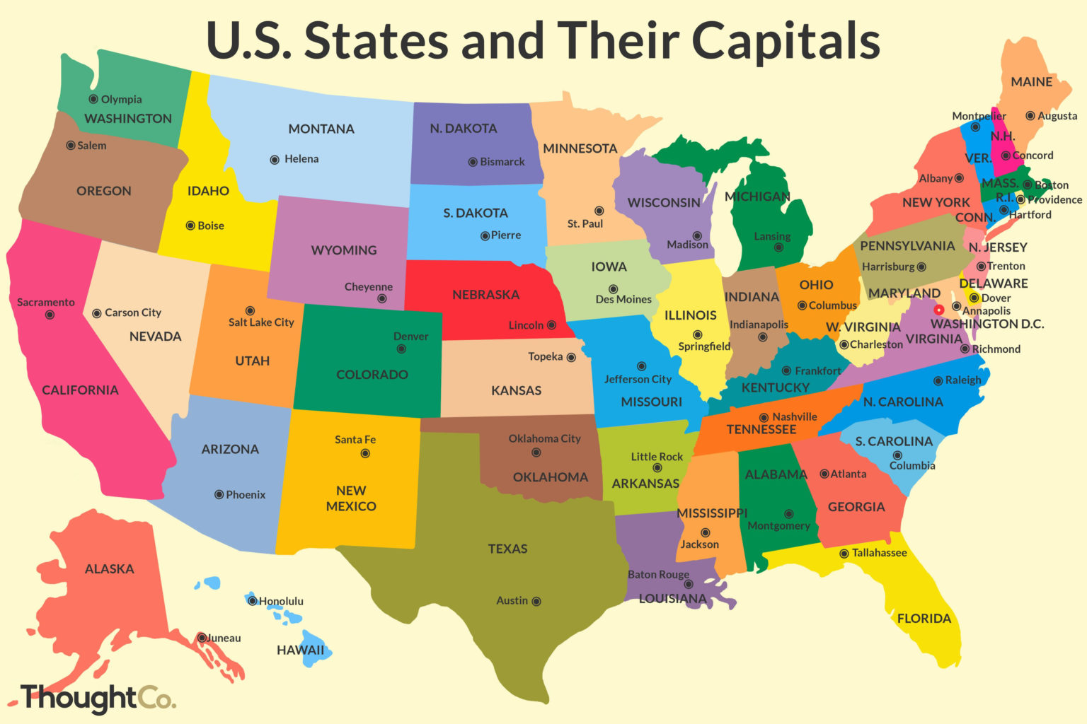 Free Printable Map Of The United States With State Names And Capitals