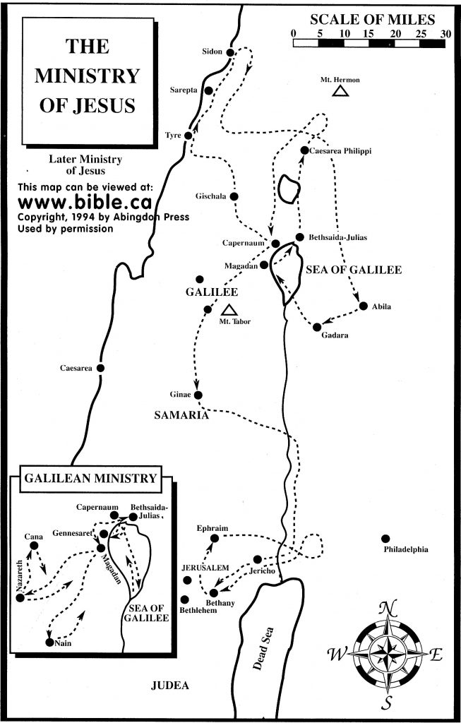 The Ministry Of Jesus Map Bible Class Bible Mapping 