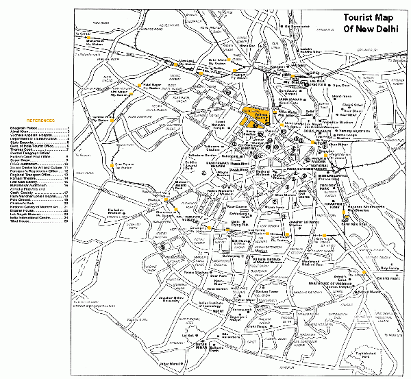 Tourist Map Of Delhi Major Tourist Spots Sight Seeing 