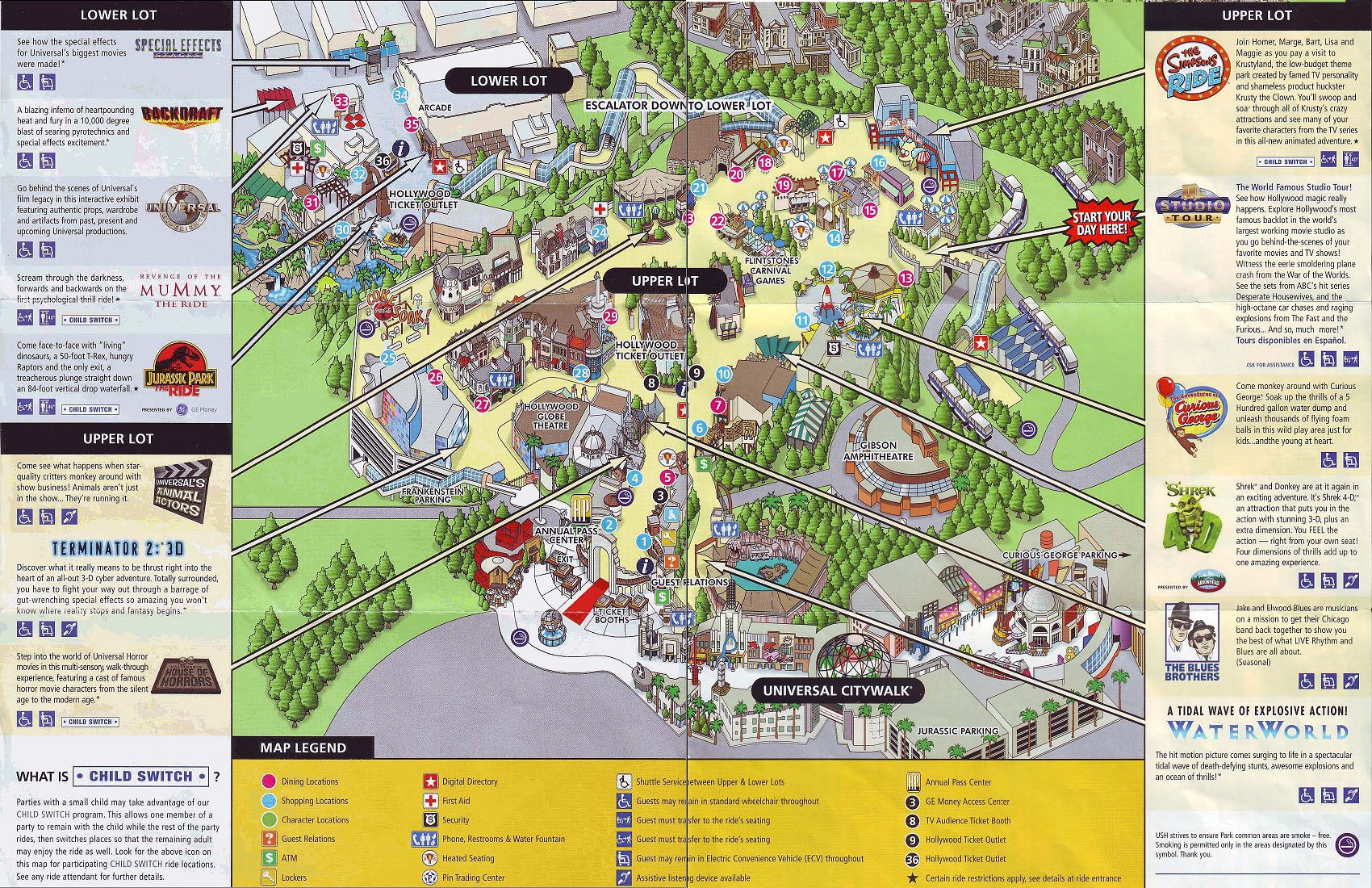 Universal Studios Hollywood 2009 Map Universal Studios Universal Studios Hollywood 2009 Map Universal Studios