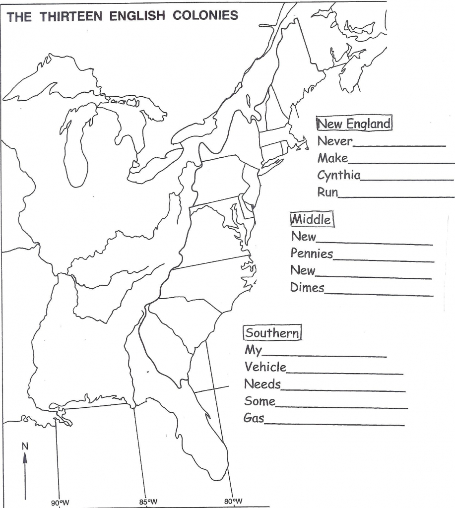 Us Colonies Map Printable Refrence 13 Colonies Map 