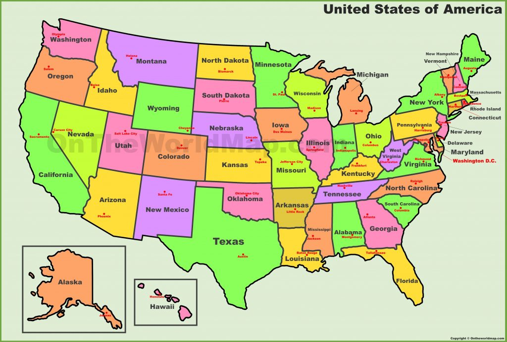 Usa States And Capitals Map Large Print Map Of Usa 