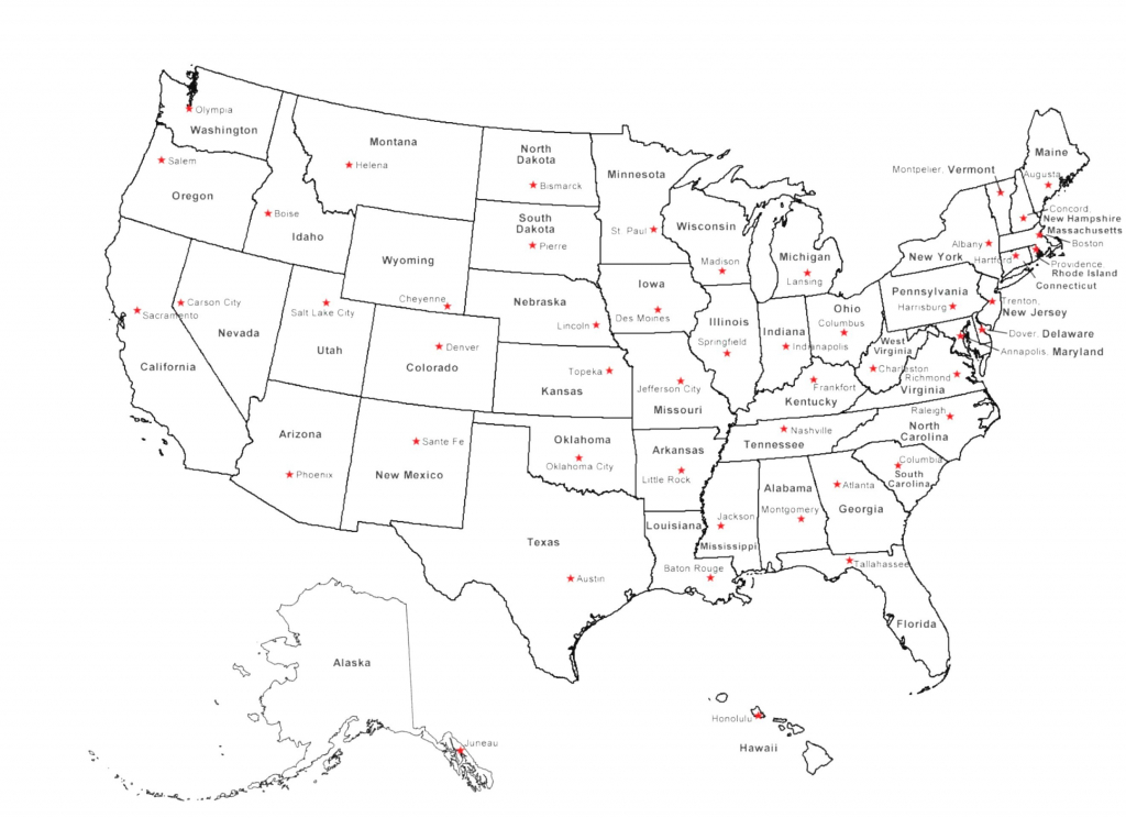 Usa States And Capitals Map Printable Map Of Usa With 