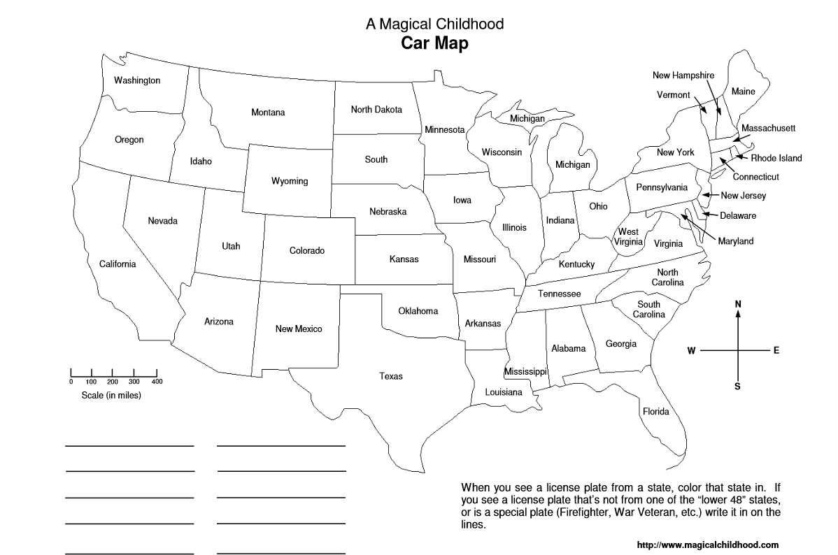 Use Printable Car Maps To Help Kids Learn Their States On 