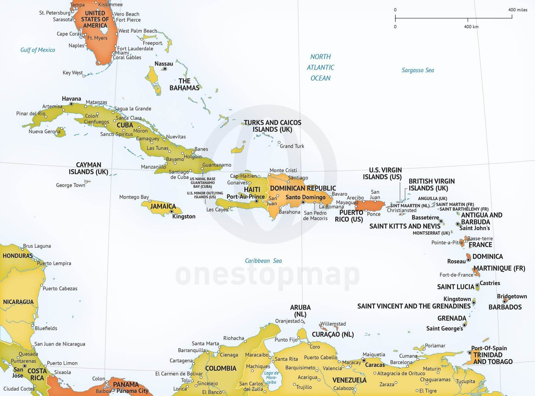 Vector Map Of Caribbean Political One Stop Map