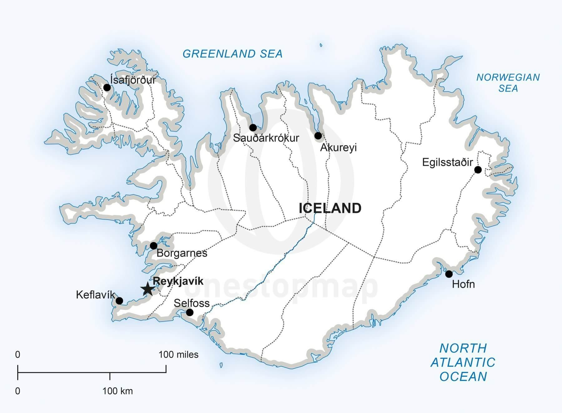 Vector Map Of Iceland Political One Stop Map