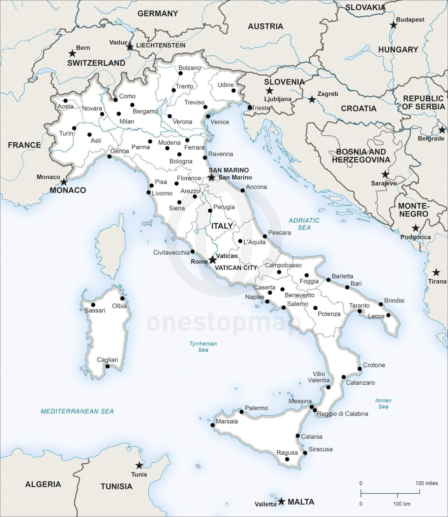 Vector Map Of Italy Political One Stop Map