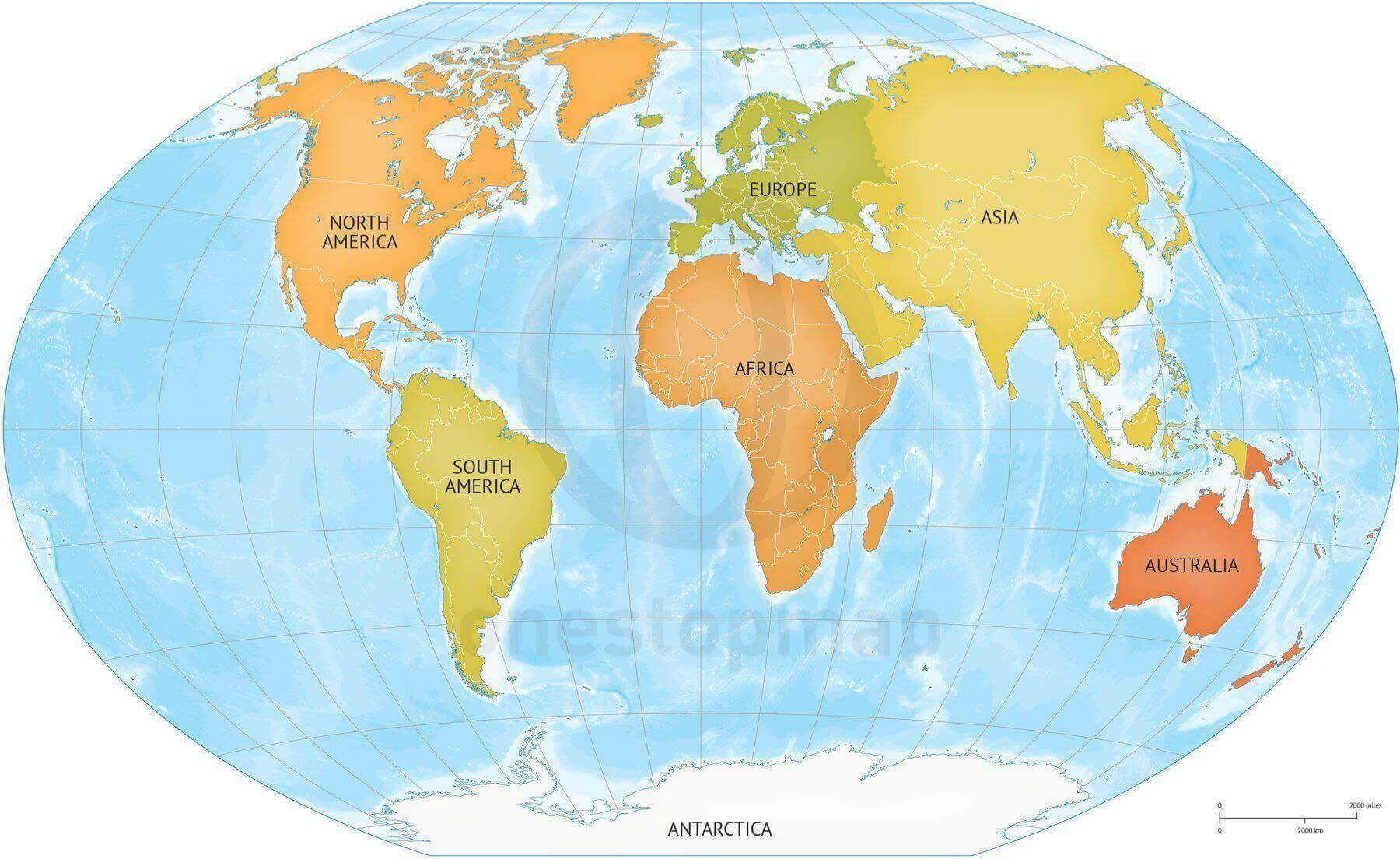 Vector Map Of World Bathymetry Continents One Stop Map