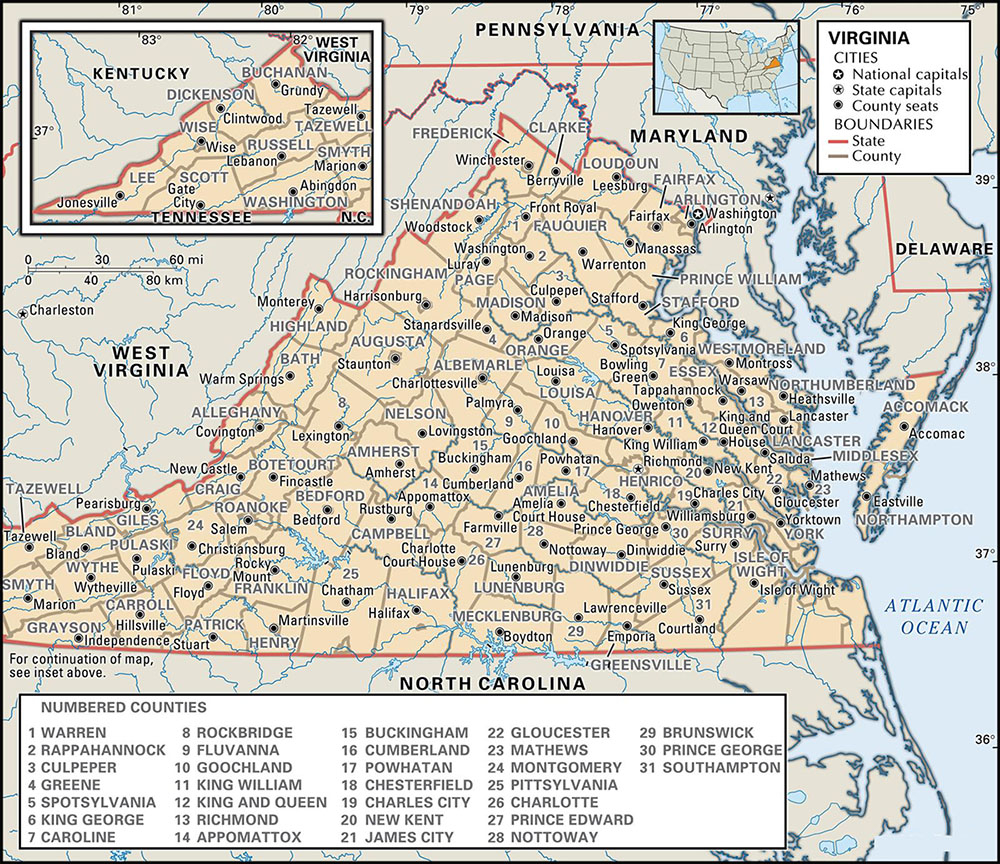 Virginia Labeled Map World Map Blank And Printable