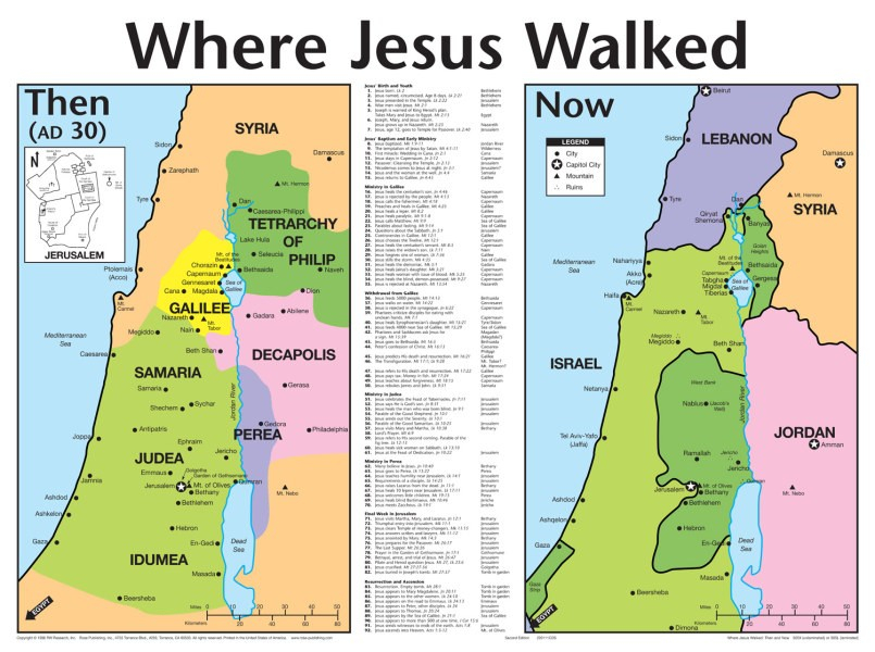 Wall Chart Laminated Where Jesus Walked WCLJWA 