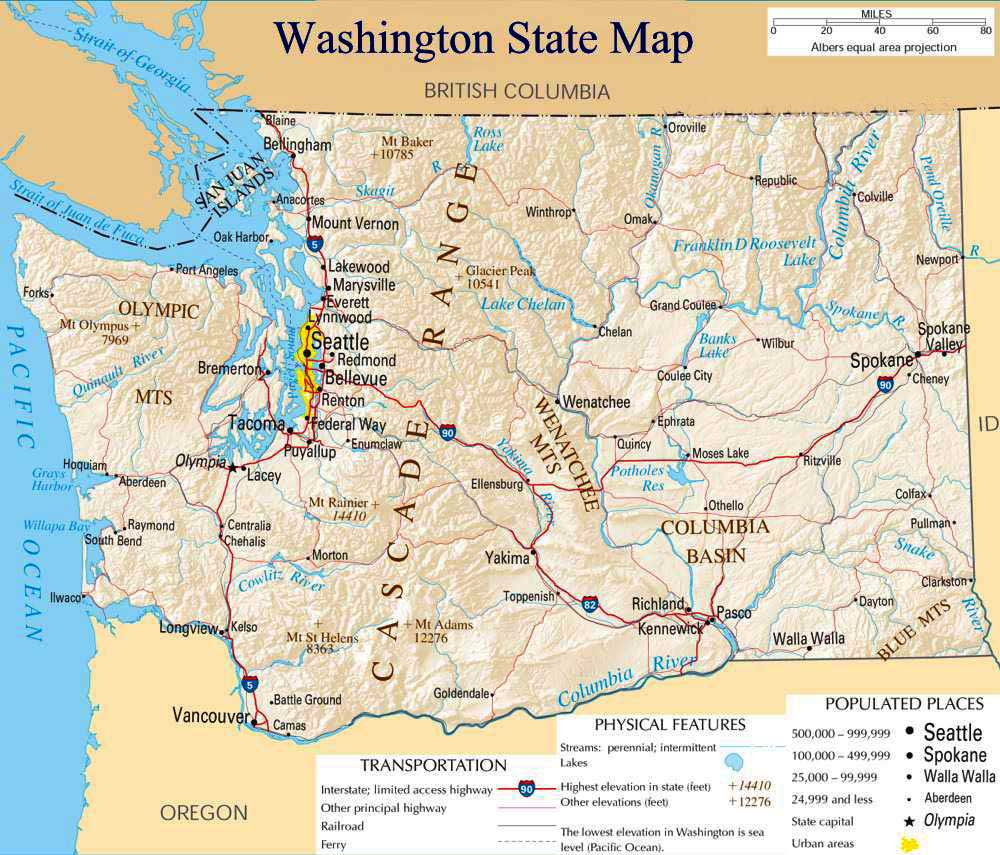 Washington State Map Mapsof Washington State Map Mapsof