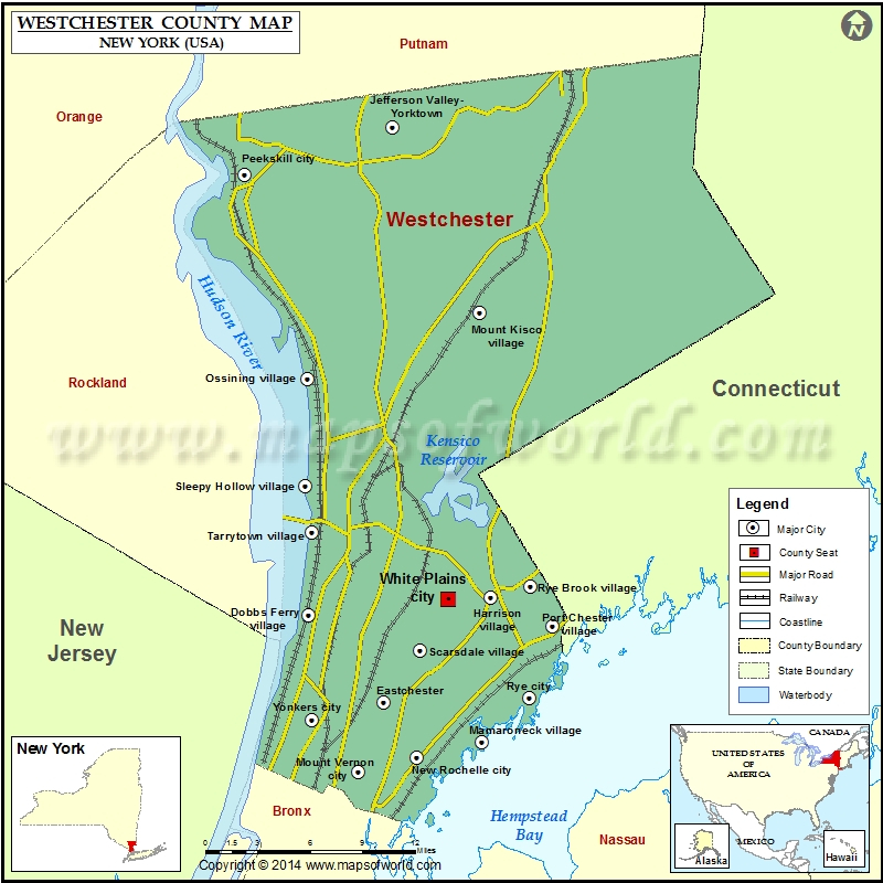 Westchester County Map Map Of Westchester County New York