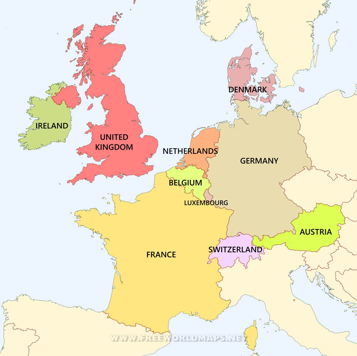 Western Europe Countries By Freeworldmaps Western Europe Countries By Freeworldmaps