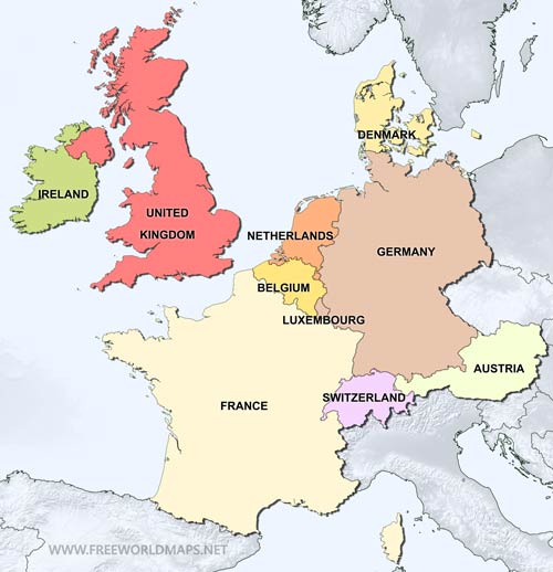 Western Europe Political Map Western Europe Political Map