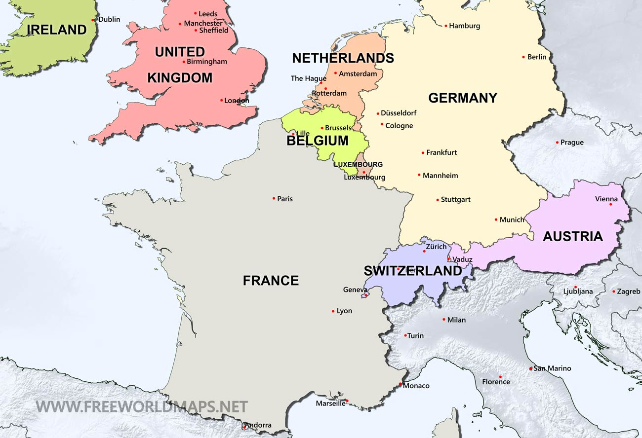 Western Europe Political Map