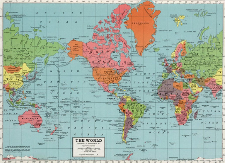 World Map Digital Print PRINTABLE Map Poster Antique
