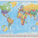 World Map Poster 100x140cm Giant Wall Chart With Flags Of