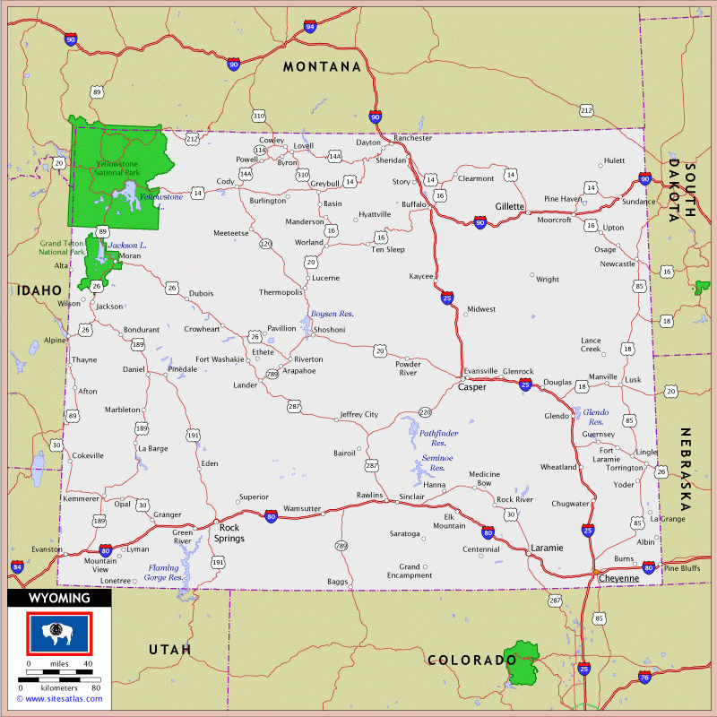 travel wyoming map