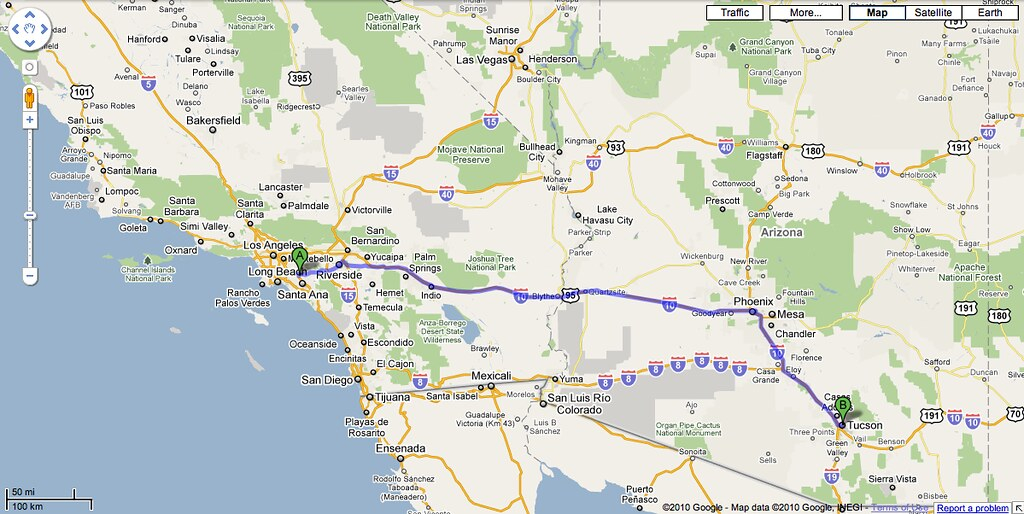 Anaheim CA To Tucson AZ Google Maps Driving 