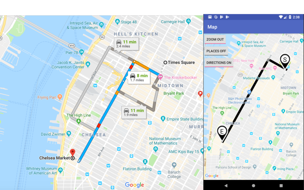 Android Google Maps Simple Usage Google Directions API