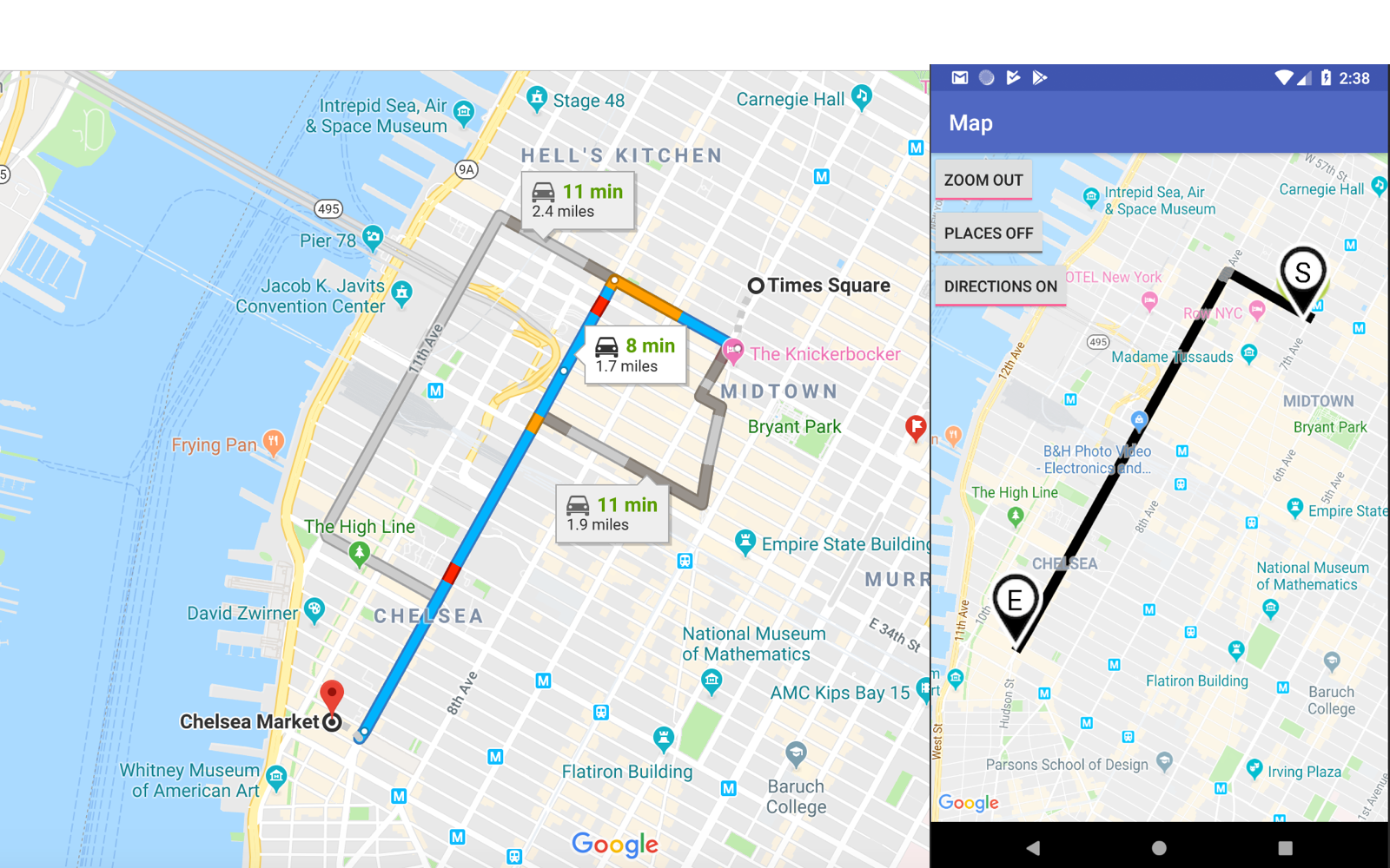 Android Google Maps Simple Usage Google Directions API 