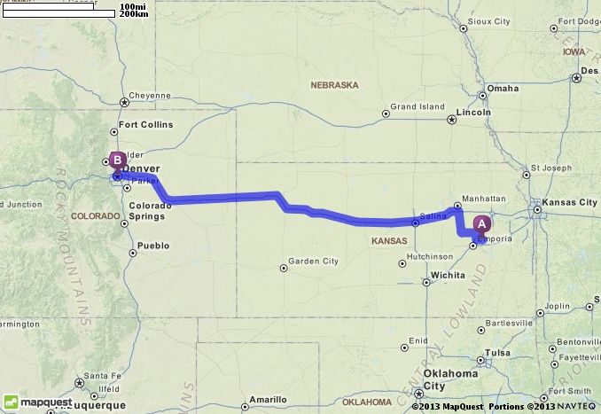 Driving Directions From Reading Kansas To Denver 