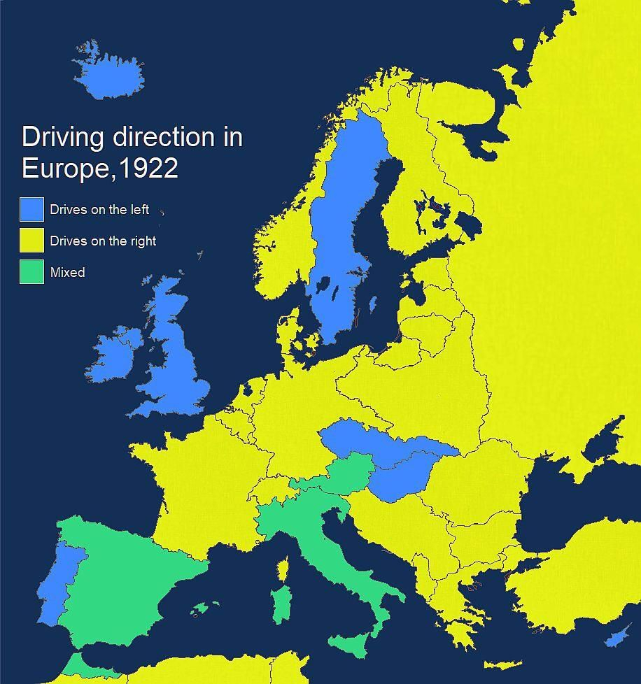 Driving Directions In Europe 1922 MapPorn Geography 