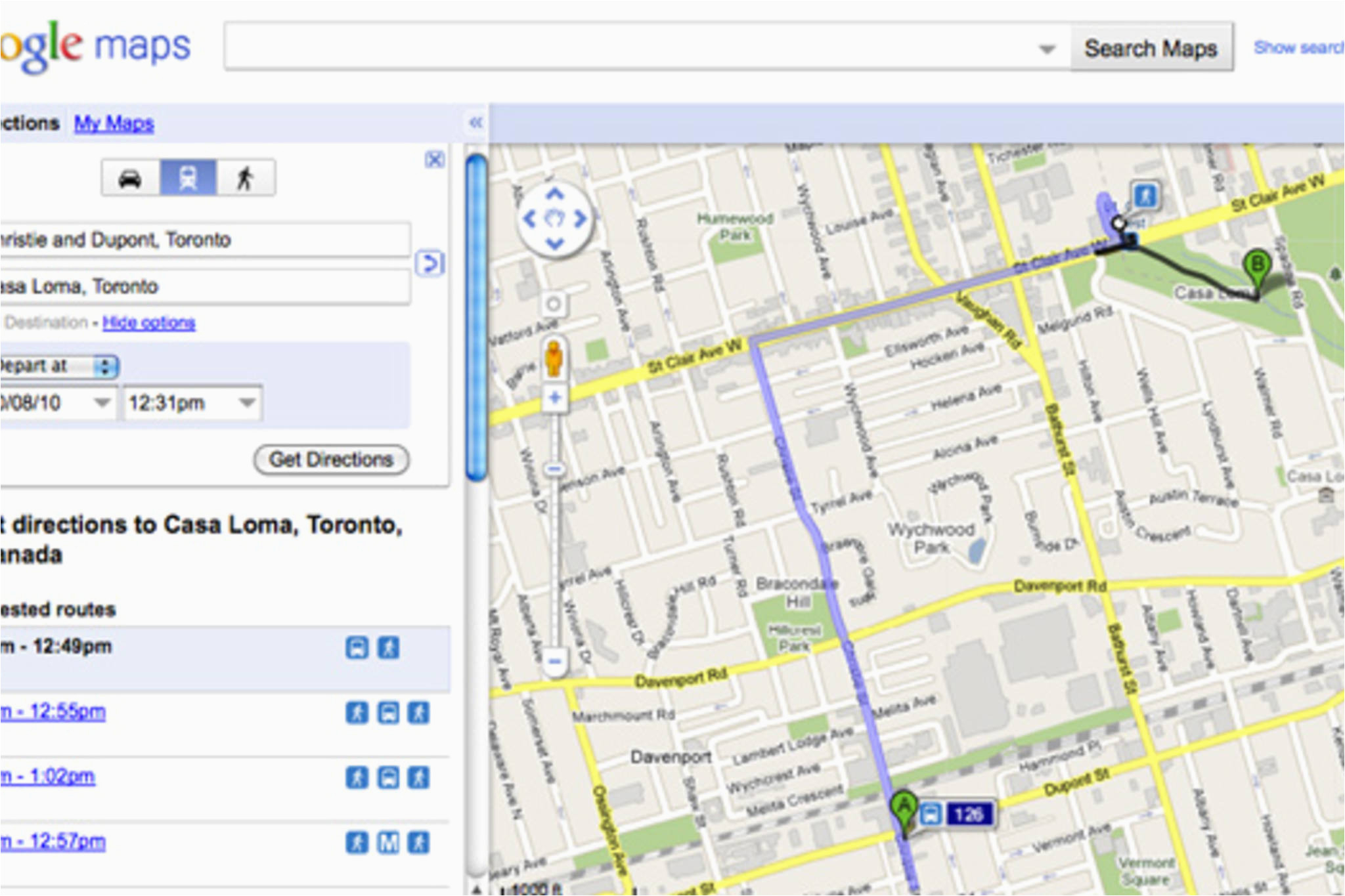 Google Maps Directions Toronto Ontario Canada
