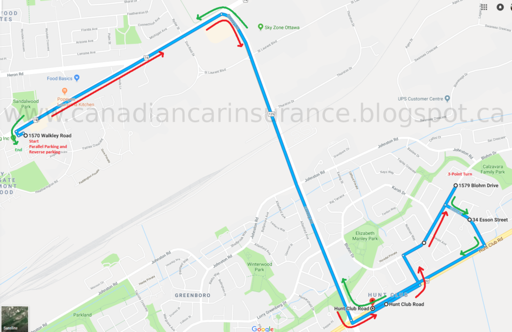 Ottawa Walkley G Road Test Route 3 Maps