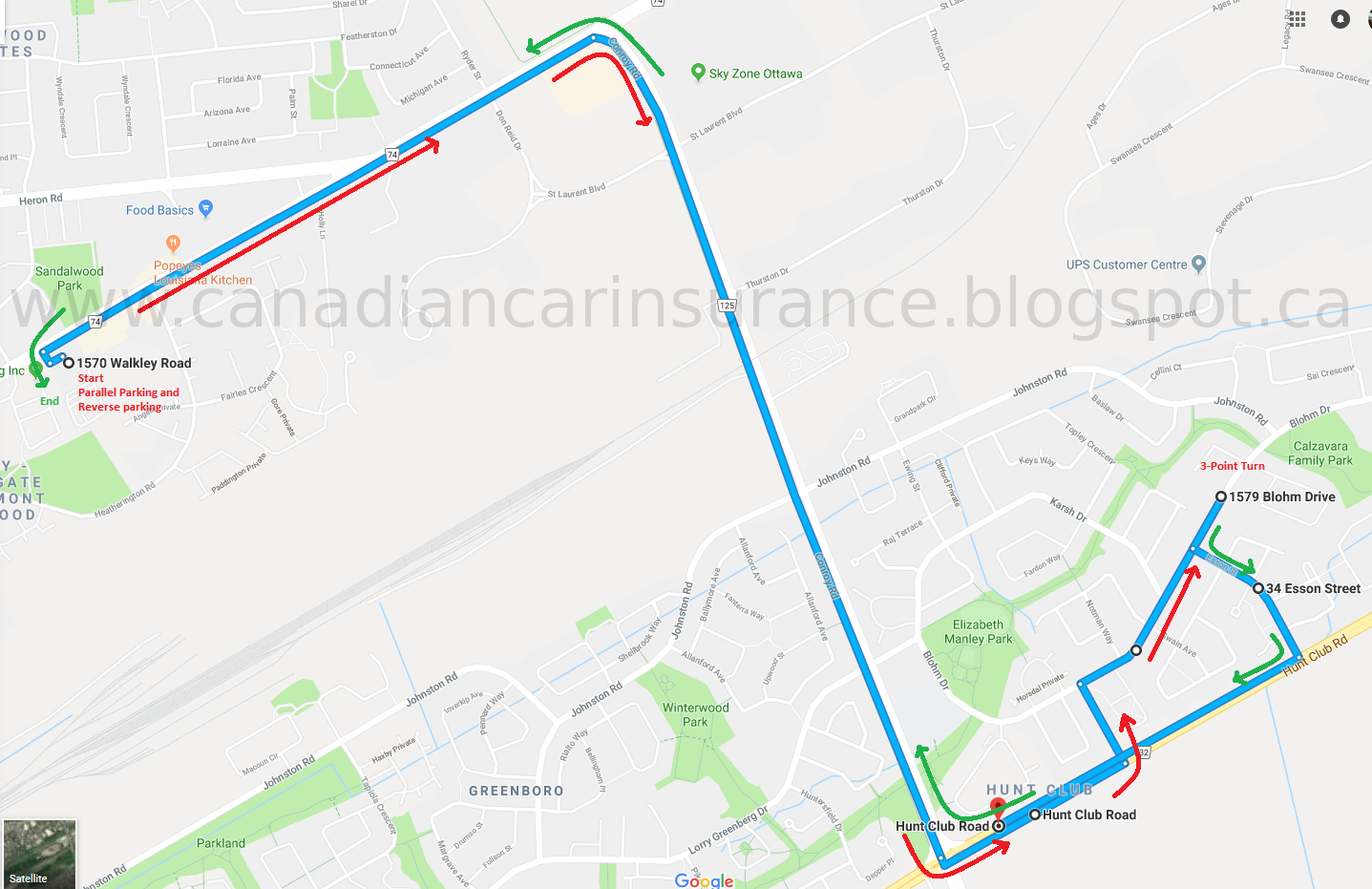 Ottawa Walkley G Road Test Route 3 Maps