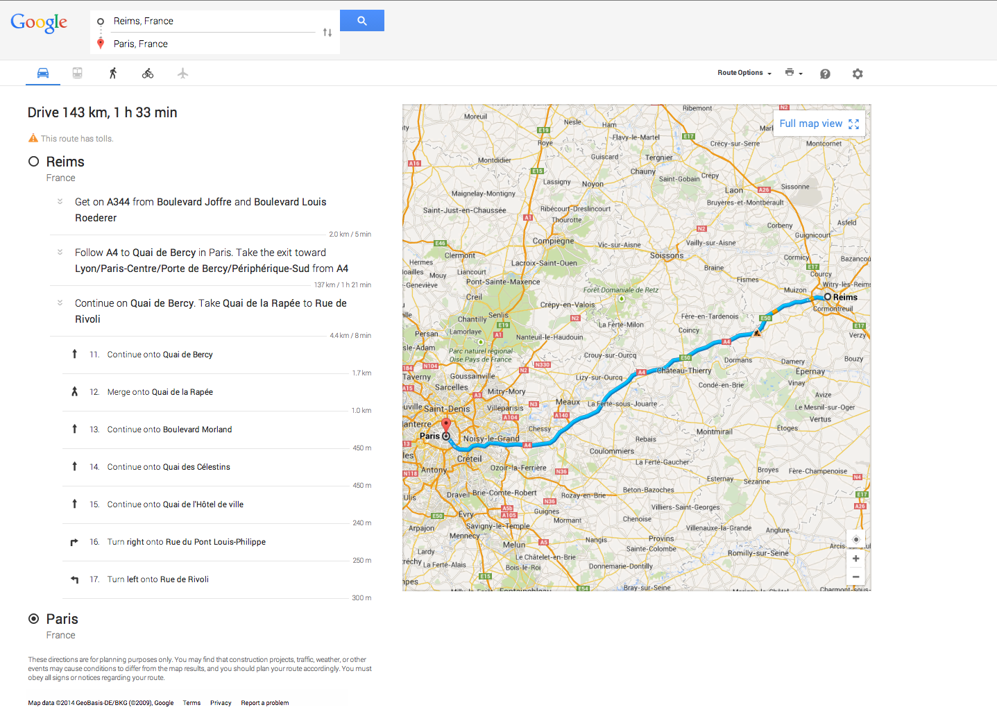 SIMPLE MAP WITH STEP BY STEP DRIVING INSTRUCTIONS Google 