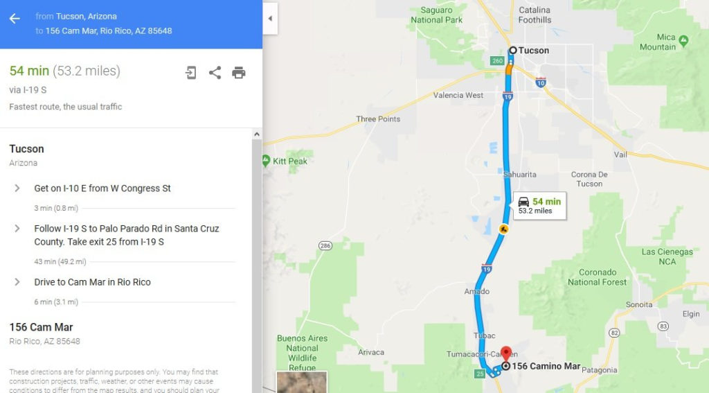 Tucson Az Driving Directions