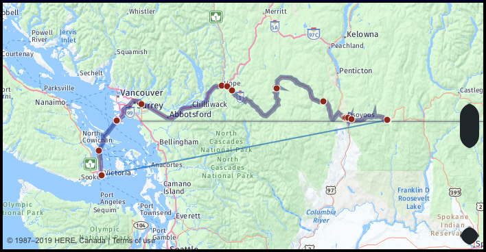 What Is The Distance From Midway Canada To Victoria Bc 