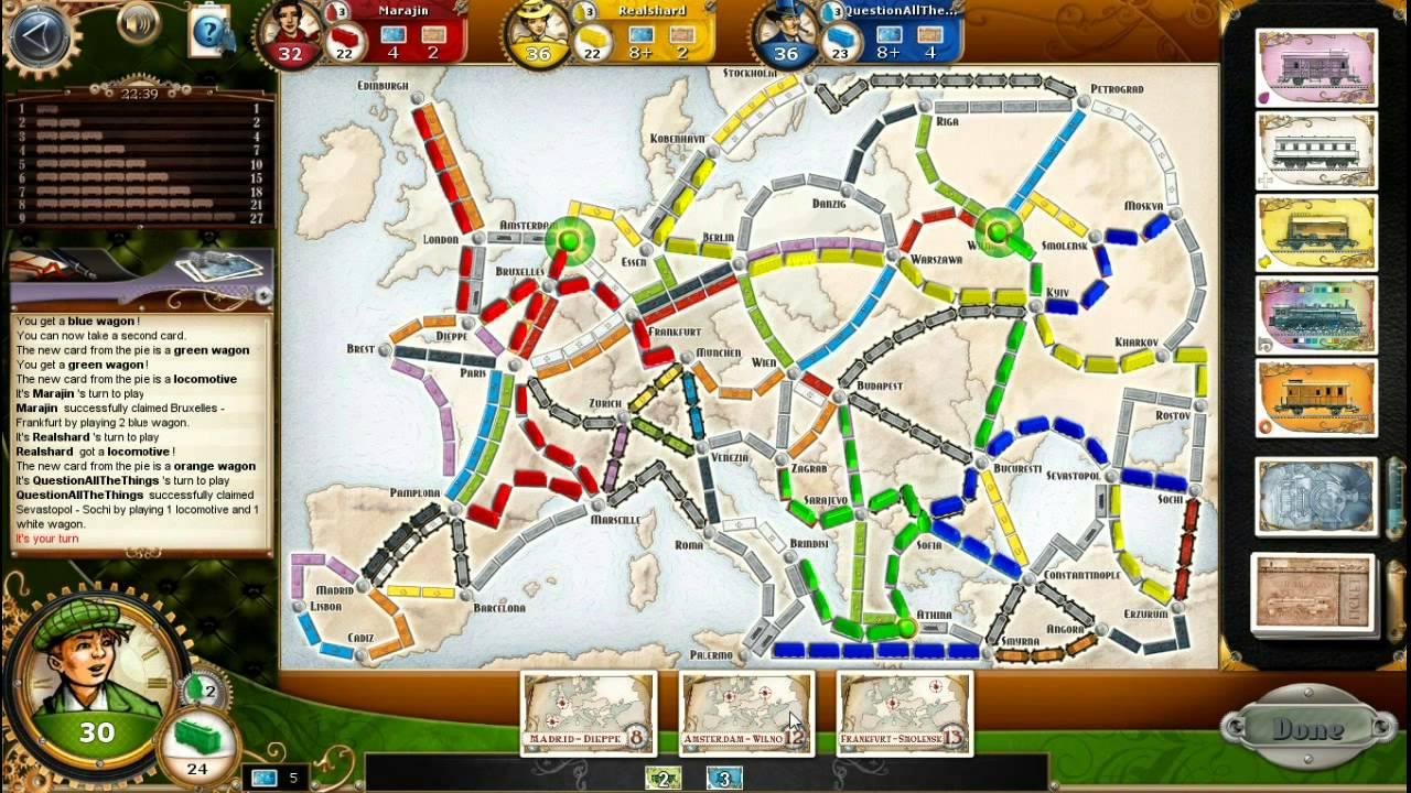 03 Let s Play Ticket To Ride Europe Map YouTube