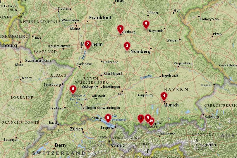 10 Top Destinations In Southern Germany with Map Photos 