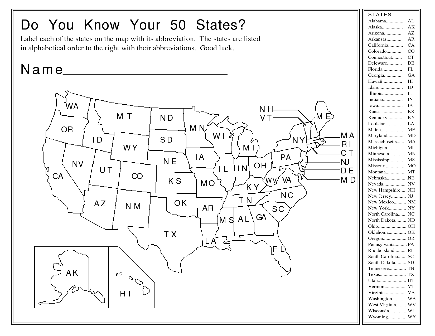 13 Best Images Of Fifty States Worksheets Blank 