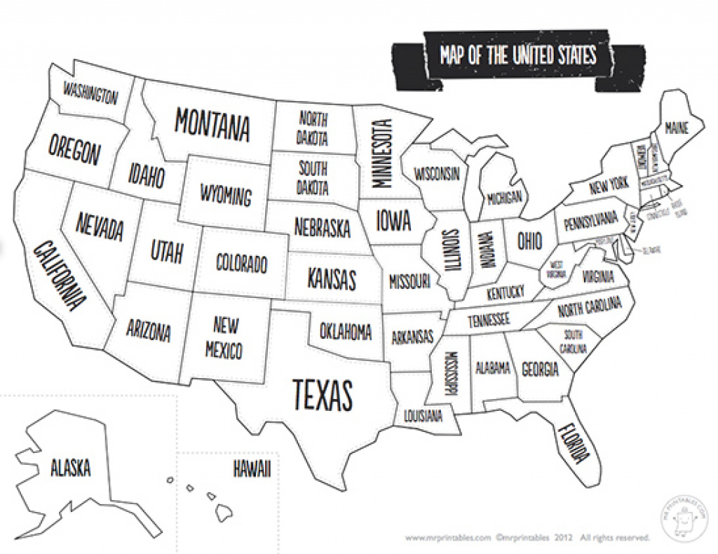 50 States Map Worksheet Printable Map