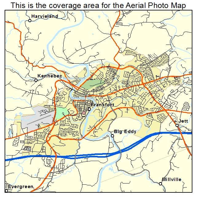 Aerial Photography Map Of Frankfort KY Kentucky