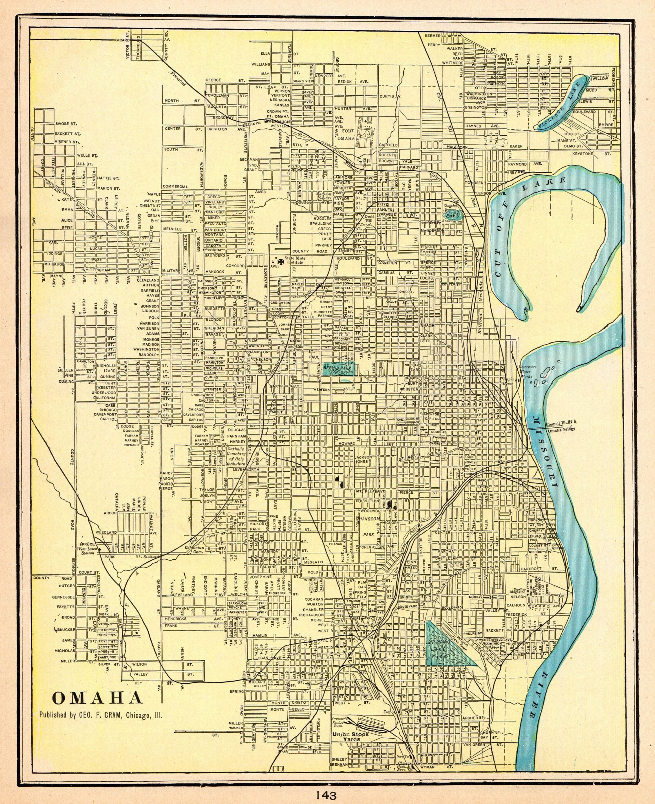 Antique OMAHA Street Map Of Omaha Nebraska 1903 City Map Antique OMAHA Street Map Of Omaha Nebraska 1903 City Map