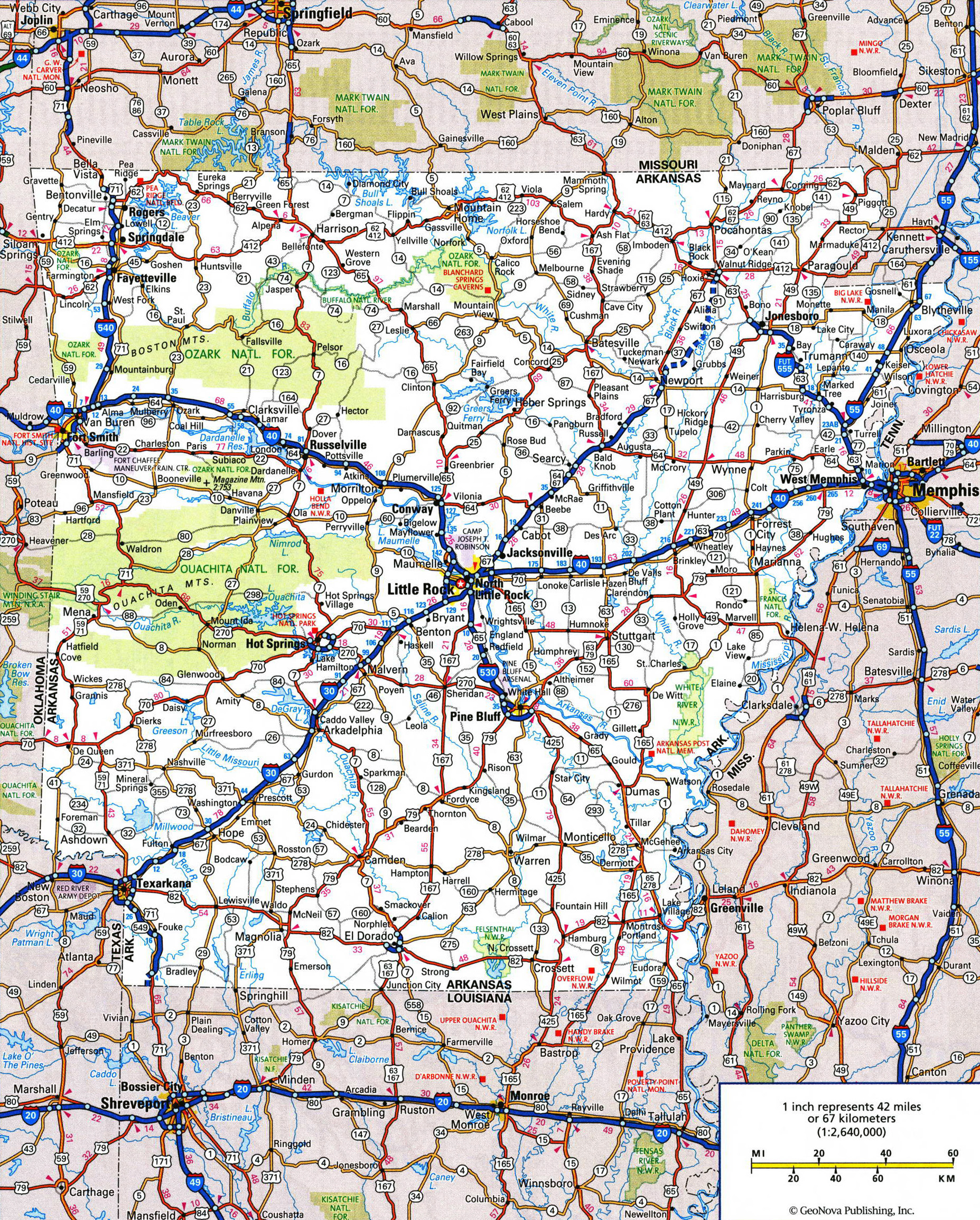 Arkansas State Map With Highways Topographic Map