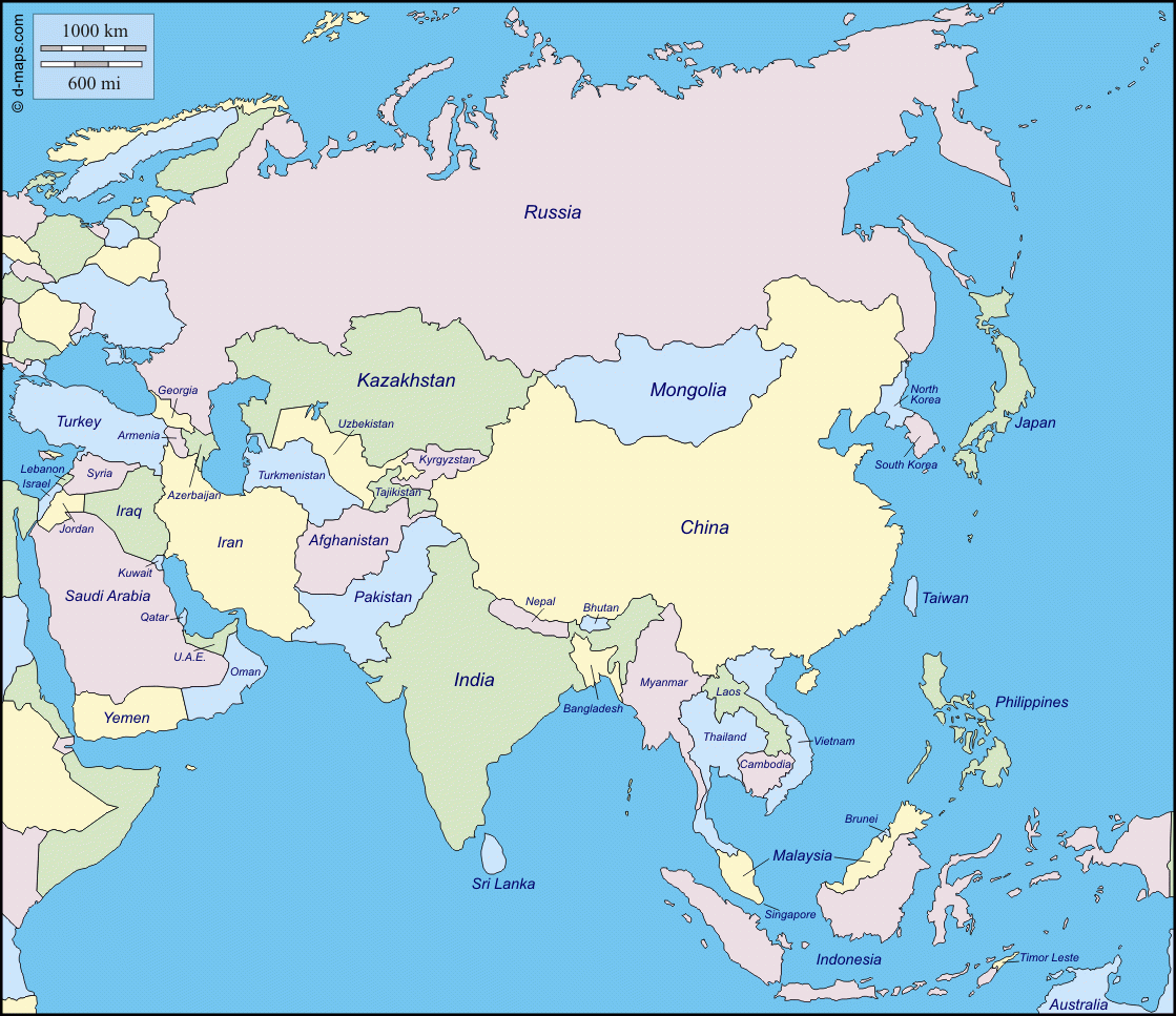 Asia Free Map Free Blank Map Free Outline Map Free 