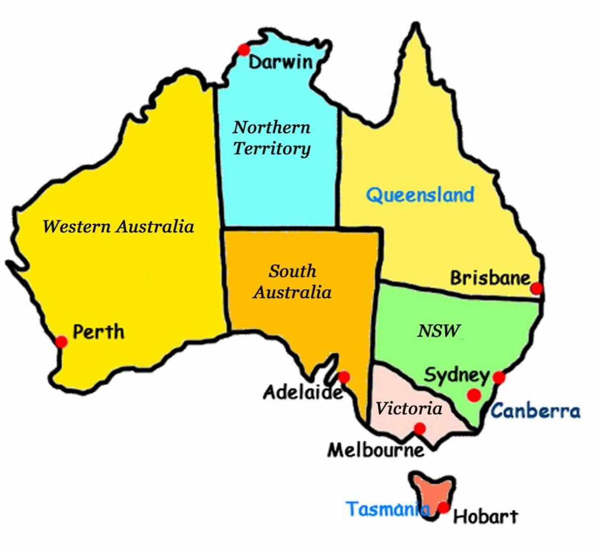 Australia States Map Map Of Australia With States Australia States Map Map Of Australia With States