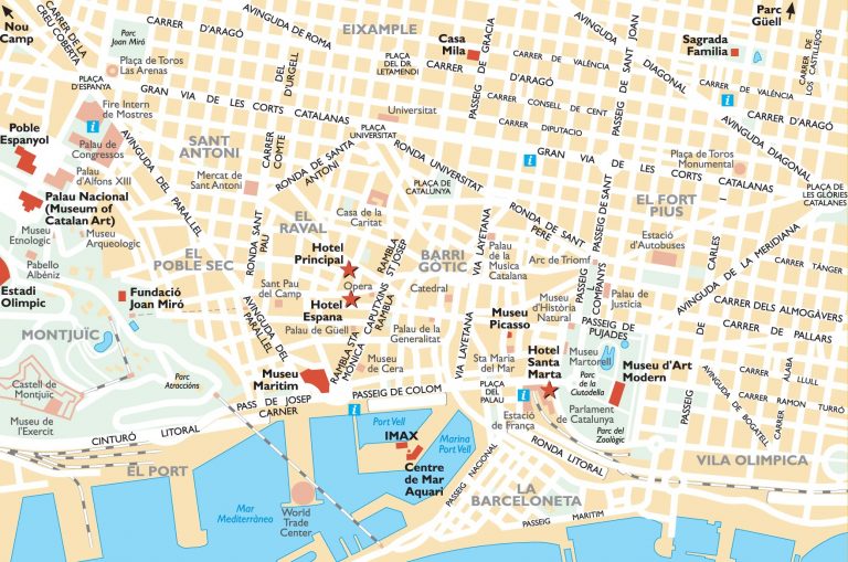 Barcelona Attractions Map PDF FREE Printable Tourist Map