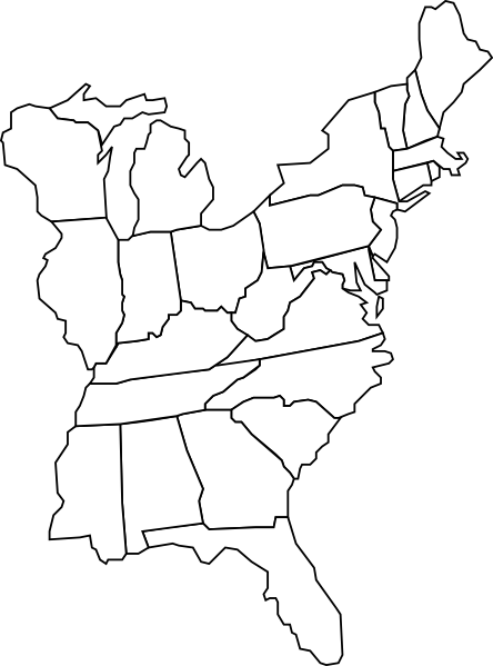 Blank Map Eastern States