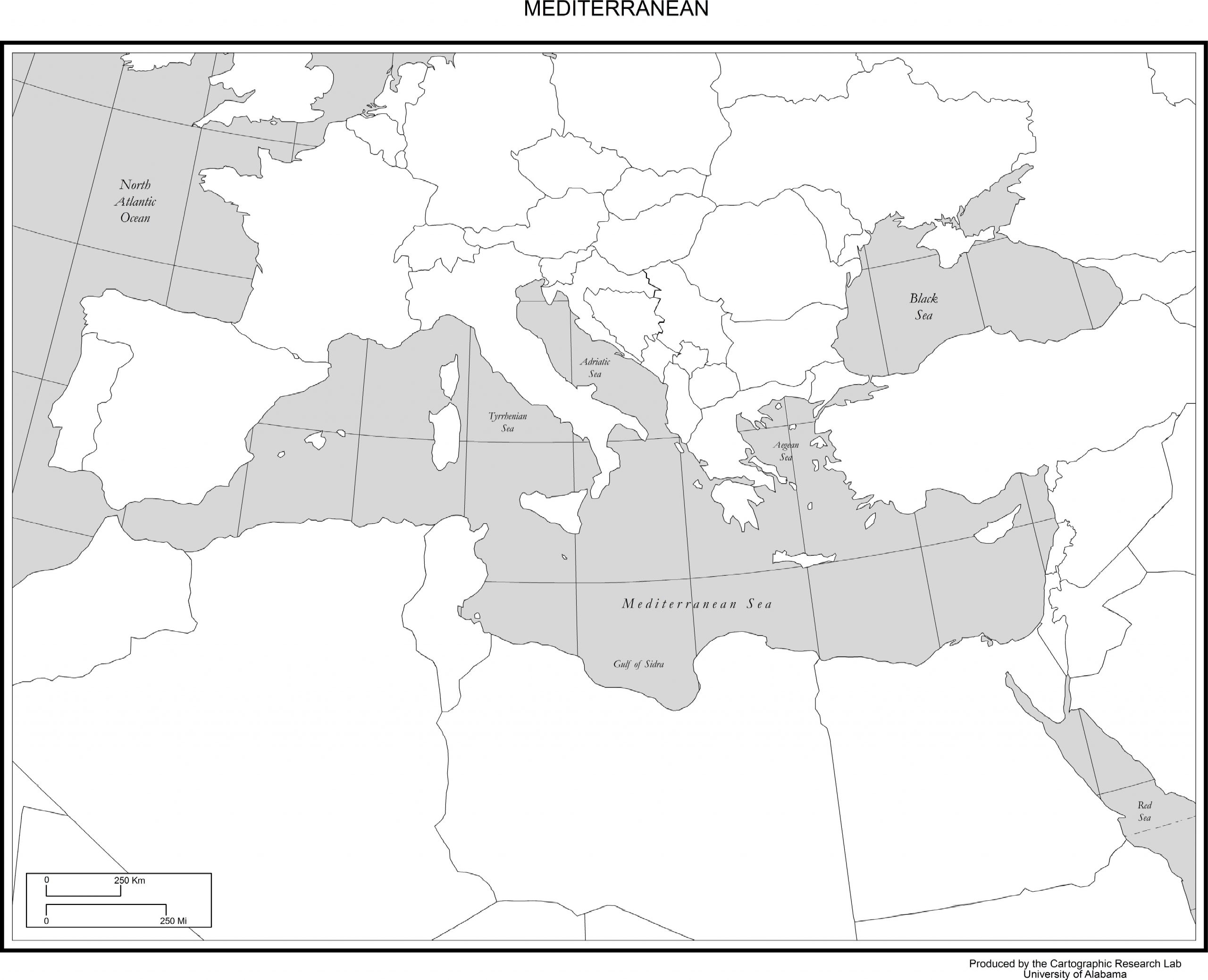 Blank Map Mediterranean Region