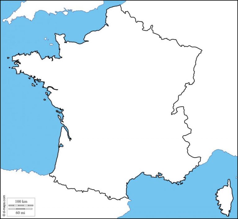 Blank Map Of France Physical Map Of France Blank