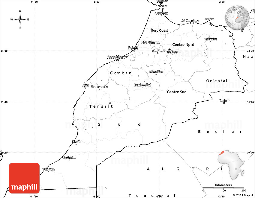 Blank Simple Map Of Morocco