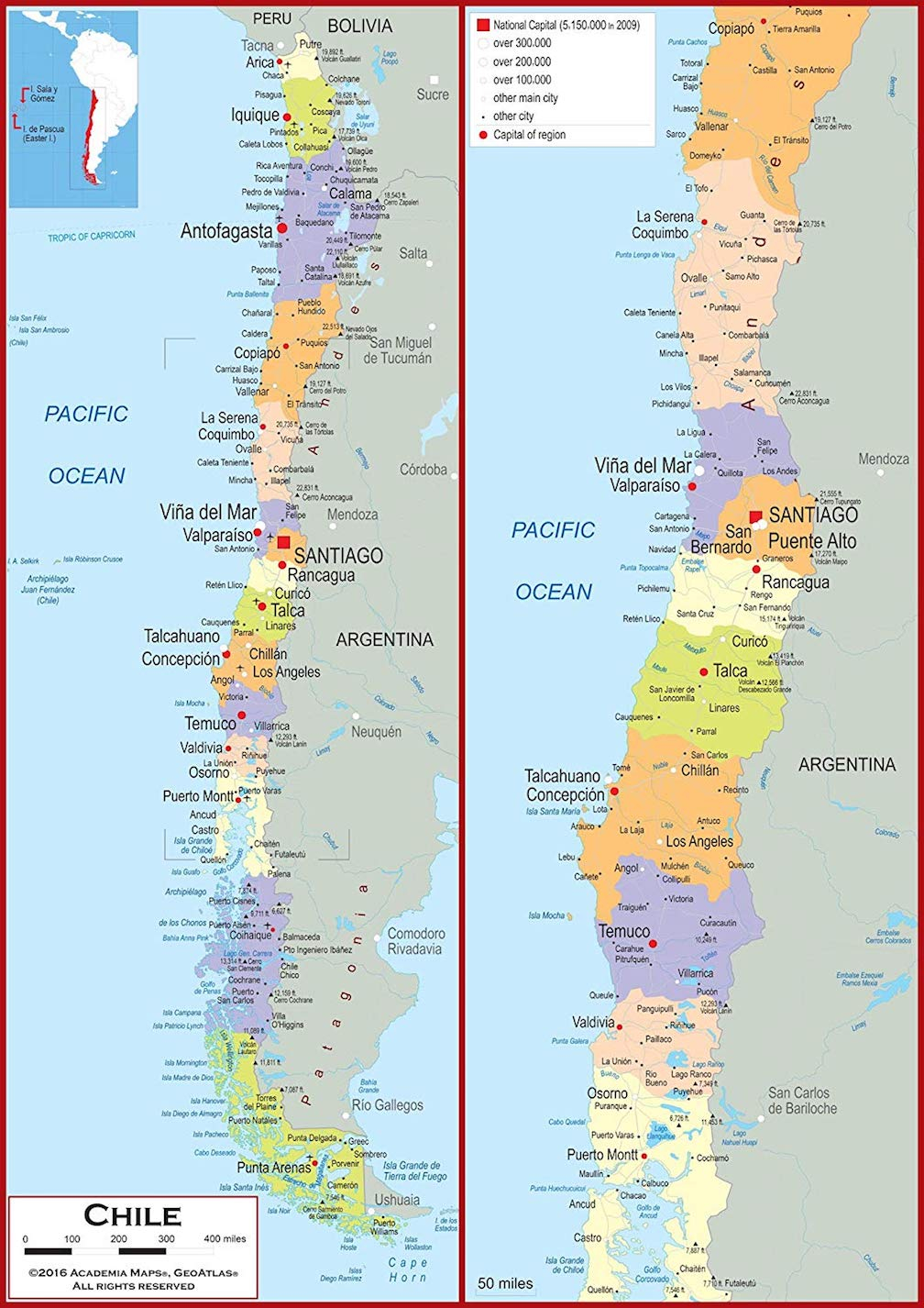 Chile Map And 100 More Free Printable International Maps