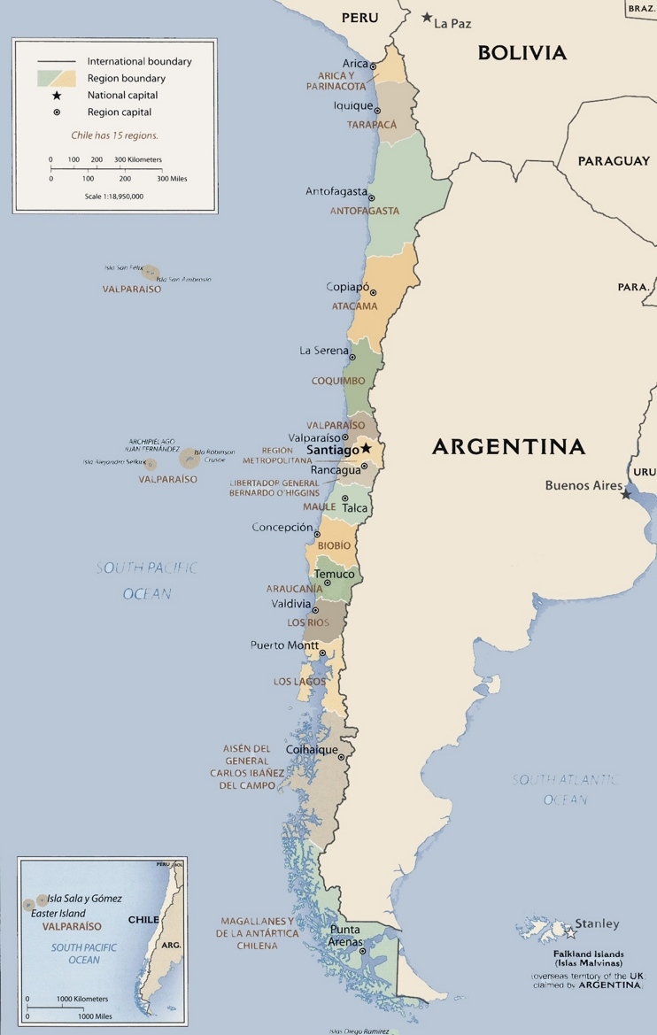 Chile Political Map Chile Political Map